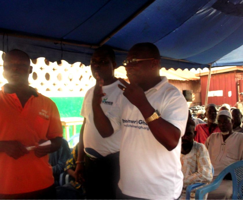 a. Mr Venance Dey and the team on Awareness Programme at Ashaiman