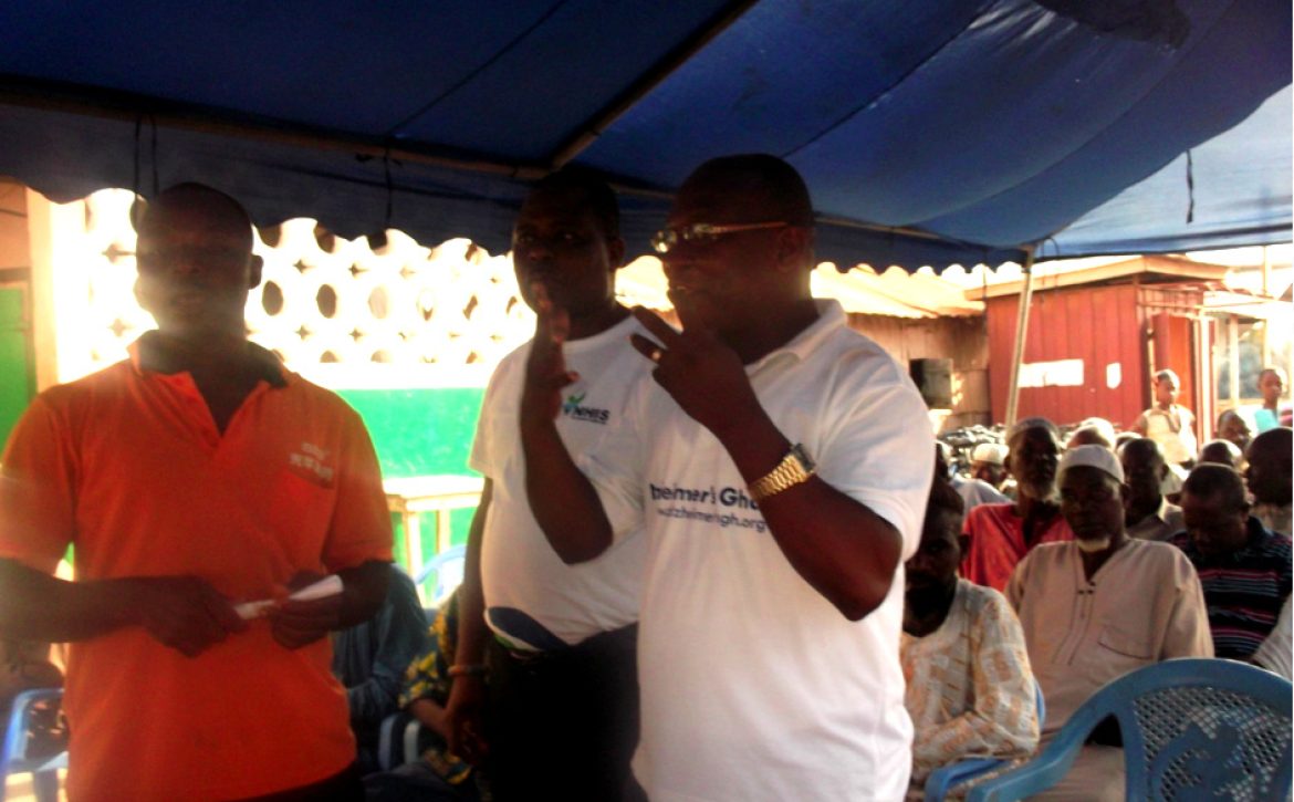 a. Mr Venance Dey and the team on Awareness Programme at Ashaiman