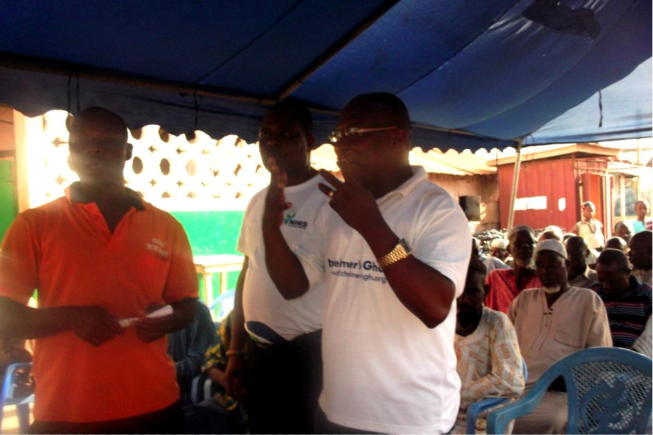 a. Mr Venance Dey and the team on Awareness Programme at Ashaiman